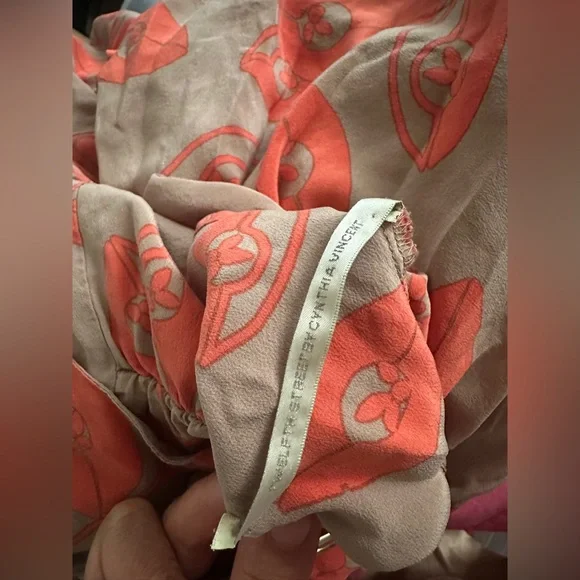 CYNTHIA VINCENT Floral Maxi Dress SIZE 2 SMALL Red Brown Tan Casual Flowy Breezy - Picture 7 of 8